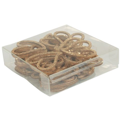 tételeket Szívdísz szórt dekoráció szívek fa asztaldísz arany 5cm 48 db