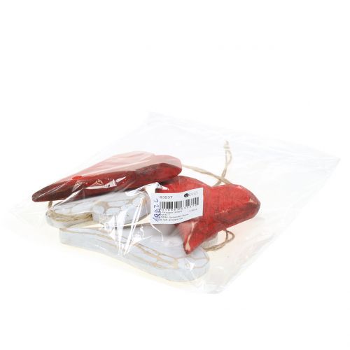 Floristik24 Akasztható fa szívek piros, fehér 11,5cm 4db