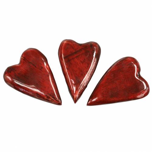 Floristik24 Mangófa szívek üvegezett piros 6,2-6,6cm × 4,2-4,7cm 16db
