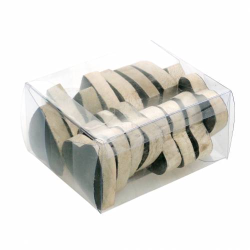 Floristik24 Szívek mangófából üvegezett natúr, fekete 4,3cm × 4,6cm 16 db