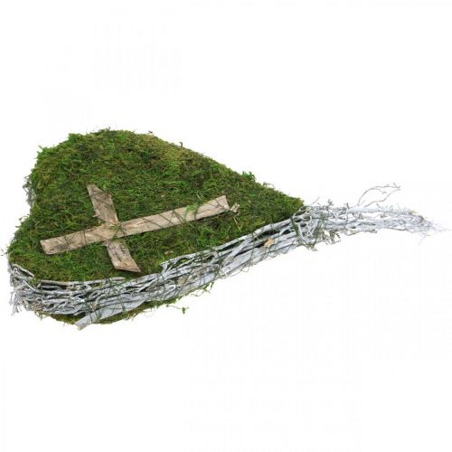 Floristik24 Sírdísz szív szőlőmoha sírdíszítéshez 30×20cm