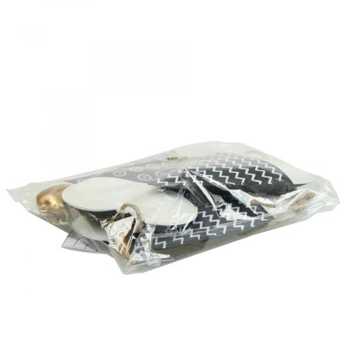 tételeket Szív Fekete Fehér Fém Dísz akasztáshoz 7,5×11cm 4 db