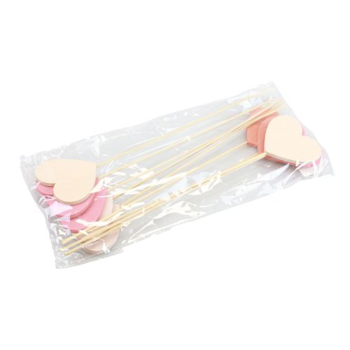 Floristik24 Virágdugó fa szív díszdugó rózsaszín 6,5×6cm 10db