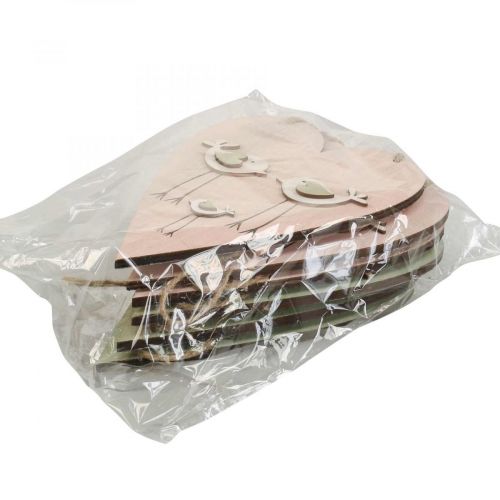 tételeket Fa szív, díszszív akasztáshoz, szívdísz H16cm 6 db