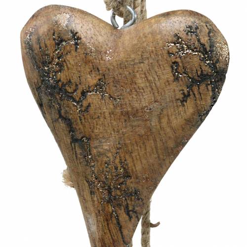 tételeket Fából készült szívek csillogó betétekkel egy szálon akasztani Natural L60cm