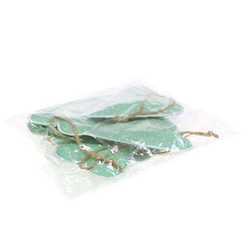 Floristik24 Szív fogas fém zöld, fehér pontozott H11cm 6db