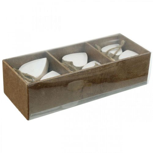 Floristik24 Fa szívek, akasztós dekoráció, Valentin napi natúr, fehér H5,5cm 18 db