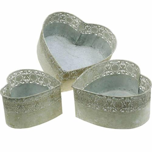 Floristik24 Vetőtálka Szív fém ültetőgép Vintage 3db-os készlet