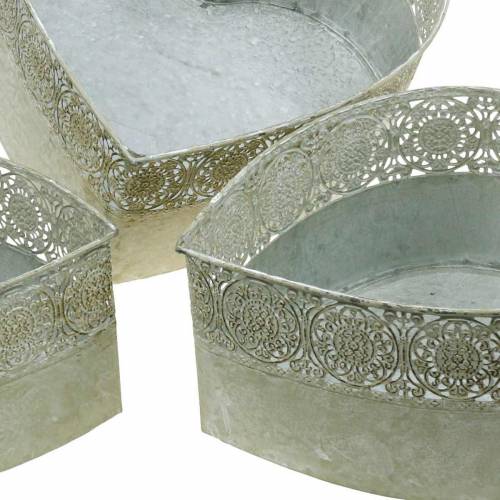 Floristik24 Vetőtálka Szív fém ültetőgép Vintage 3db-os készlet