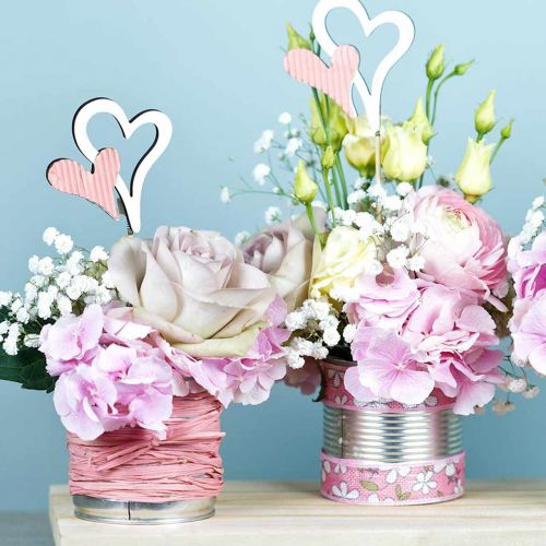 tételeket Fa szívdugók piros, fehér 38cm 12 db