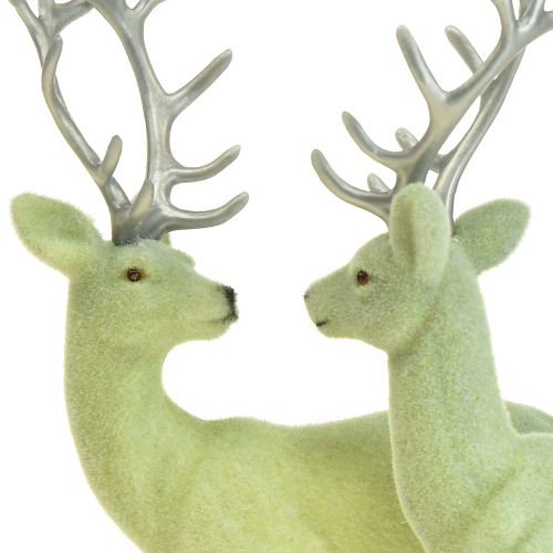 tételeket Deer Deco Rénszarvas Zöld Szürke Borjú Flocked 20 cm 2 db-os készlet