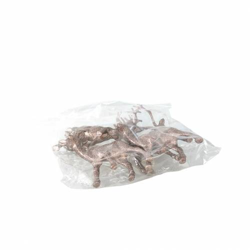 Floristik24 Dekoratív szarvas csillámos réz 14cm 4db