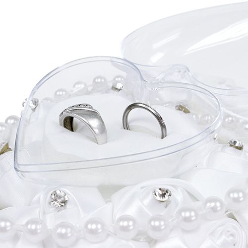 Floristik24 Jegygyűrű párna Gyűrűtartóval Fehér 17cm x 15cm