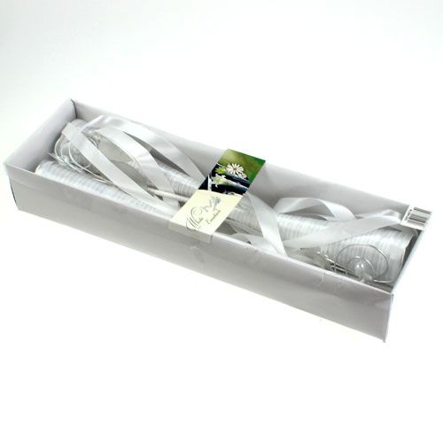 Floristik24 Szatén táska fehér 40cm 3db