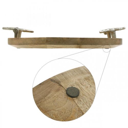 Floristik24 Fa tálca kerek, agancs fogantyúval dekoratív tálca rusztikus Ø39cm