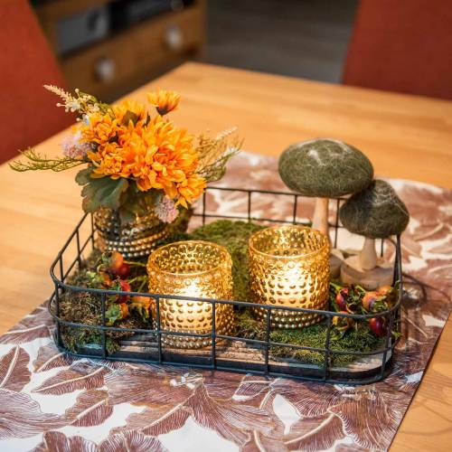 Floristik24 Fa tálca fém peremmel 45 cm 35 × 25/29 × 19/42 × 14 cm 3 db-os készlet