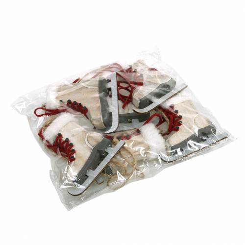 tételeket Fából készült jégkorcsolya fehér függeszthető 8cm 3 db