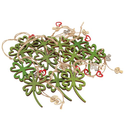 tételeket Fa medál szilveszteri lóhere színű 5x0,5x8cm 12 db