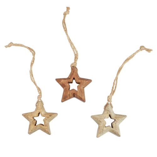 Floristik24 Fa medálok fa csillagok natúr karácsonyfadíszek Ø4,5cm 8db