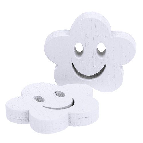 tételeket Fa virág arccal fehér 2,5cm 48 db