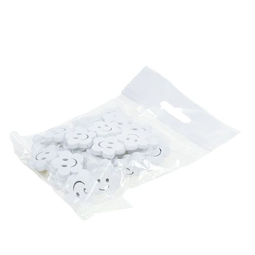 tételeket Fa virág arccal fehér 2,5cm 48 db