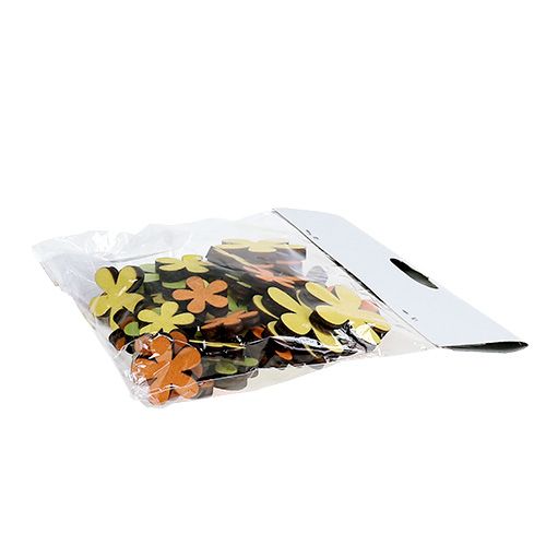 Floristik24 Fa virág 2-3,5cm narancs, zöld, sárga 36db