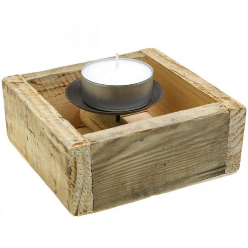 Floristik24 Gyertyatartó asztaldísz gyertyatartó fa dekoráció 15×15cm