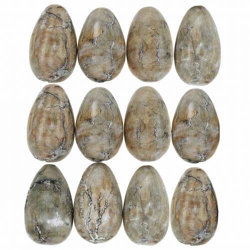 Floristik24 Deco csirke tojás, húsvéti tojás mangófából natúr 12 db