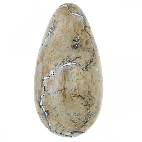 Floristik24 Húsvéti tojás mangófa natúr fehér mosott húsvéti dekoráció fa H16cm