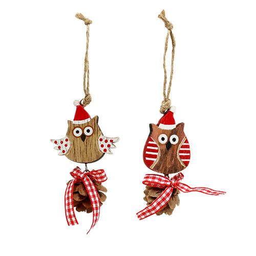 Fa figurás bagoly tobozokkal 8cm natúr 10db