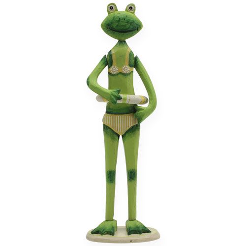 Fa béka bikinis sárga, zöld színben H32cm