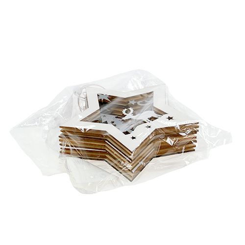 Floristik24 Fa csillag motívummal felakasztható 15cm 3db