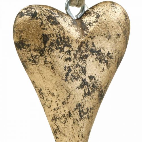 Floristik24 Fa szív arany hatású, Valentin-nap, esküvői dekoráció 10 × 7cm
