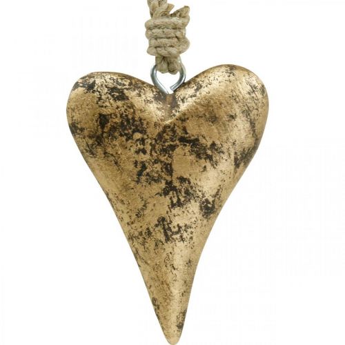 Fa szív arany hatású, Valentin-nap, esküvői dekoráció 10 × 7cm