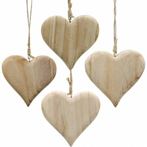 Floristik24 Dekoratív szív Valentin-napi fa szív akasztható természetfa dekoráció 4db