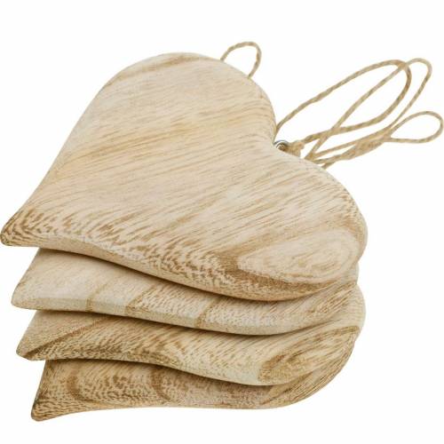 Floristik24 Dekoratív szív Valentin-napi fa szív akasztható természetfa dekoráció 4db