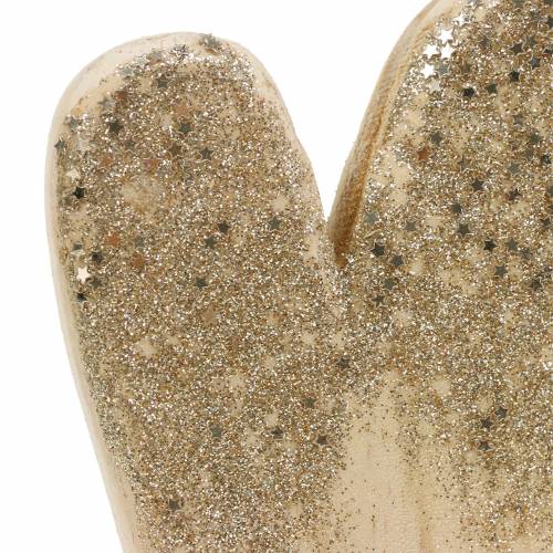 Floristik24 Dekoratív szív faállványon, csillámmal, H27cm