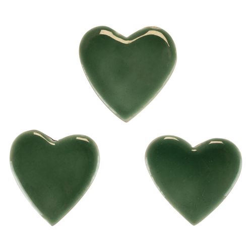 Floristik24 Fa szívek dekoratív szívek zöld fényes fa 4,5cm 8db