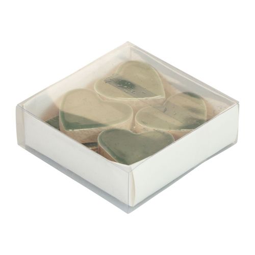 Floristik24 Fa szívek dekoratív szívek zöld fényes fa 4,5cm 8 db