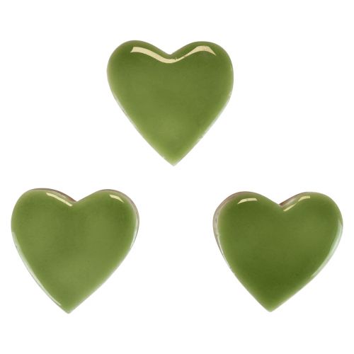 Floristik24 Fa szívek dekoratív szívek fa világoszöld fényes hatású 4,5cm 8db