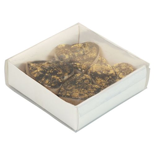 tételeket Fa szívek dekoratív szívek fekete arany fényes hatású 4,5cm 8 db