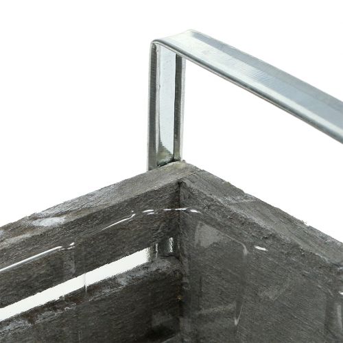 Floristik24 Szürke fadoboz 20cm x 9cm H6cm fogantyúkkal