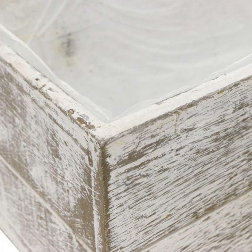 Floristik24 Ültetődoboz fa vintage krém, barna 32×16/28×13cm 2 db-os készlet