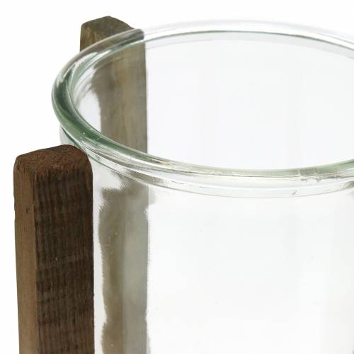 Floristik24 Gyertyatartó fa üveggel Ø15cm H18cm