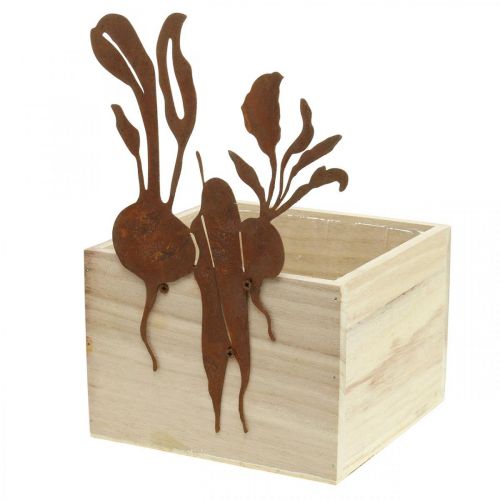 Floristik24 Rozsdadíszítésű növényi doboz fa növényi edény 17×17×12 cm