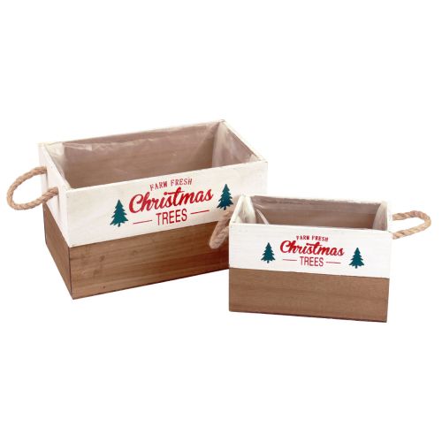 Floristik24 Fa növényláda téglalap alakú fadoboz L25/35cm 2 db-os készlet