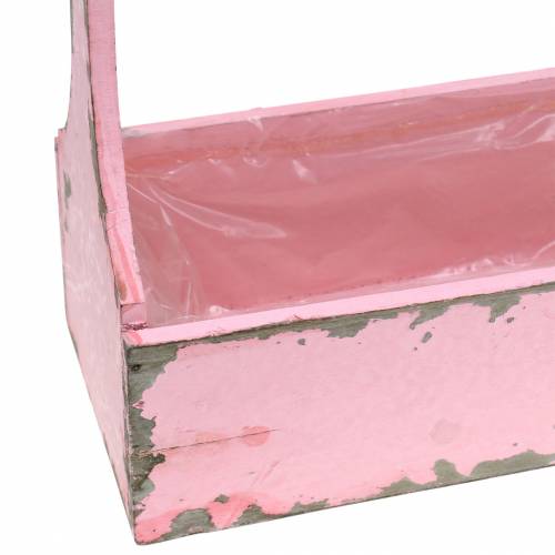 tételeket Növénykosár szerszámos doboz juta nyéllel rózsaszín használt megjelenés 28x12x24cm 1db
