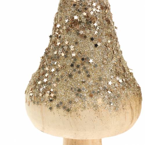 Floristik24 Fából készült csillámos gomba H17cm 2db