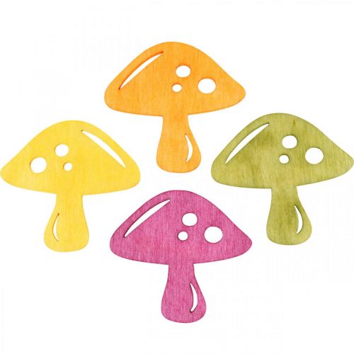 tételeket Szórványos díszítő gombák, őszi dekoráció, szerencsegombák díszítéshez narancs, sárga, zöld, rózsaszín H3,5/4cm SZ4/3cm 72 db