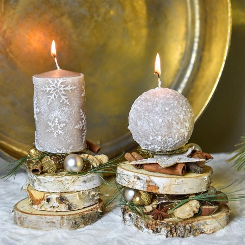 tételeket Fa korongok, dekoratív nyírfa, natúr kéreg, Ø7-9cm, barkács asztaldísz, 18 darab